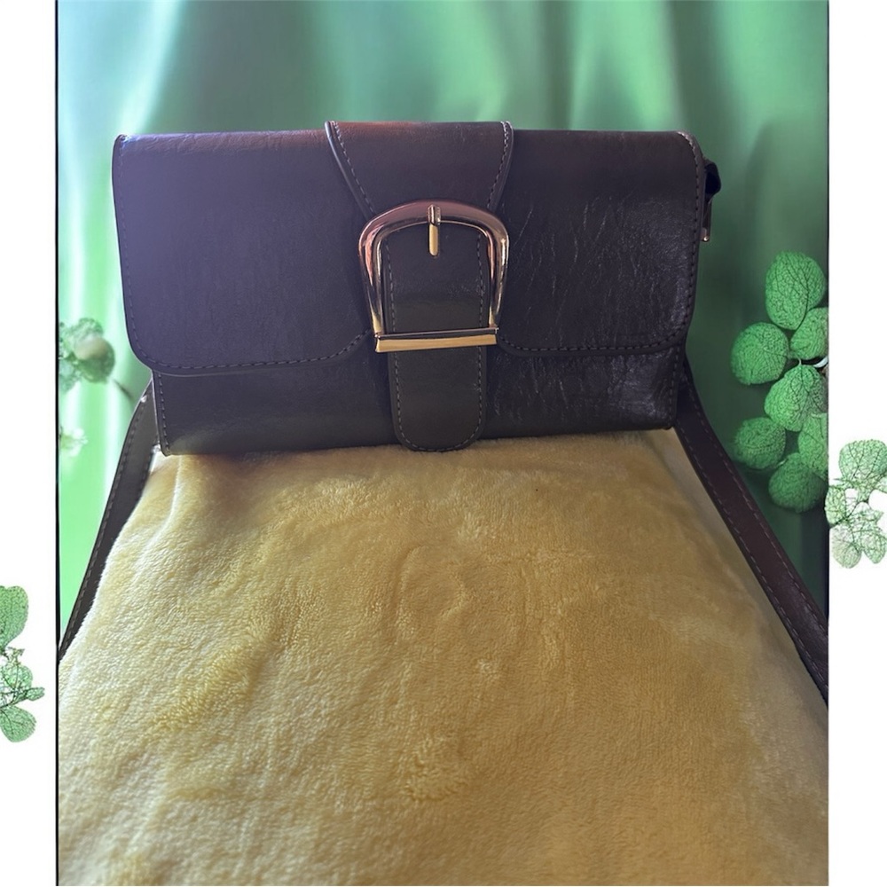 Elegant Army Green Vegan Leather Crossbody - Picture 11 of 16